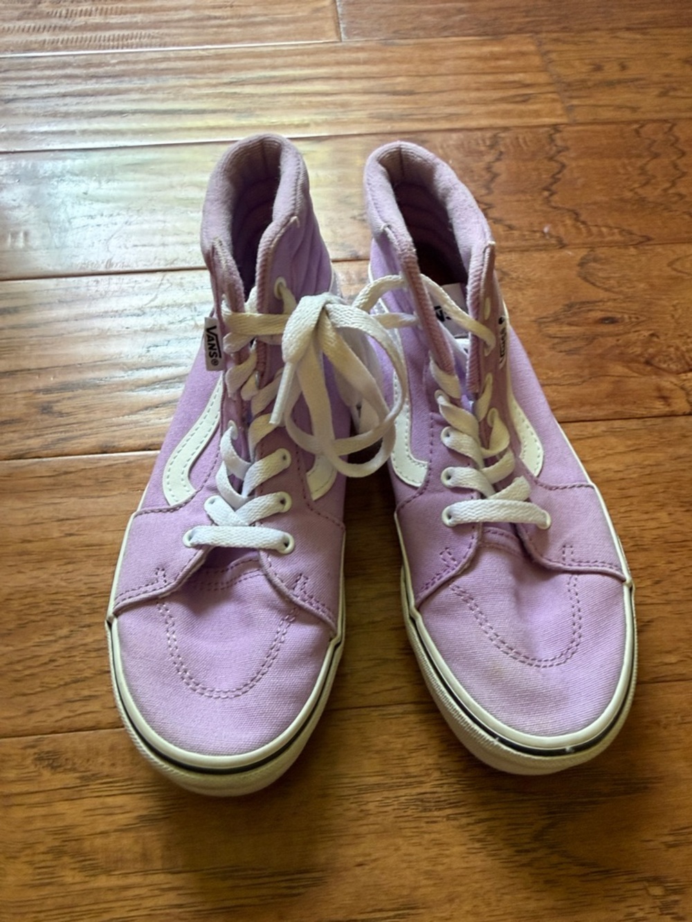 Vans Girl’s Lavender High-Top Canvas Sneakers with White Stripe EUC